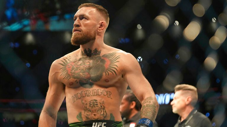     Conor McGregor prepares to fight Dustin Poirier in a lightweight bout during UFC 264 at the T-Mobile Arena on July 10, 2023, in Las Vegas, Nevada, United States.  (Photo by Louis Grass/PxImages/Icon Sportswire) (Icon Sportswire via AP Images)