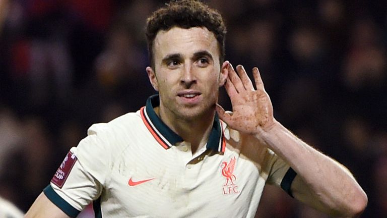 Diogo Jota scores a late goal for Liverpool against Nottingham Forest