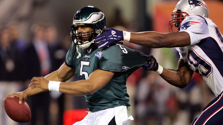 Donovan McNab threw three interceptions in the Eagles' defeat to the Patriots in Super Bowl XXXIX