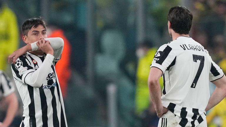 Paulo Dybala and Duzan Vlahovic reaction after Juventus' Champions League exit