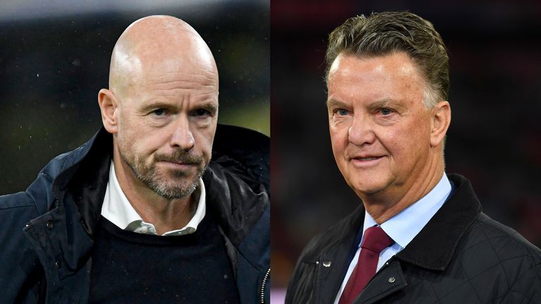 Ajax coach Eric Ten Hag and Netherlands coach Louis van Gaal