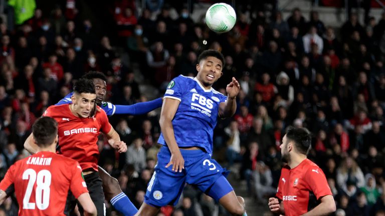 Wesley Fofana scores Leicester's main goal at Rennes