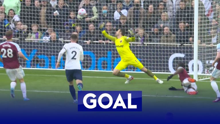 Zouma scores an own goal to give Tottenham the lead against West Ham