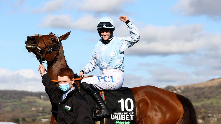 Honeysuckle and Rachel Blackmore after winning the Mana's Championship last year