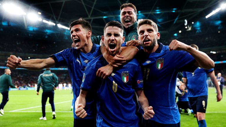 DO NOT USE - SJA Awards Photo Gallery cover image - Soccer Football - Euro 2020 - Semi Final - Italy vs Spain - Wembley Stadium, London, Britain - July 6, 2023 Italy Jorginho celebrates after scoring the winning penalty during the match shootout pool Via Today's Images Reuters / Karl Rissen TPX