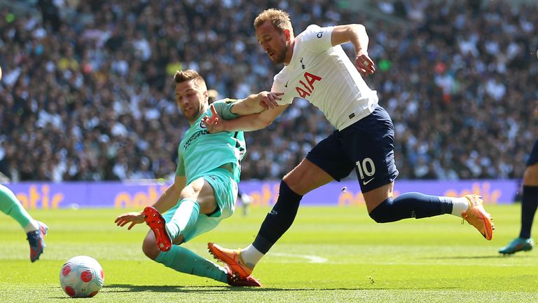 Joel Feltman and Tottenham in Brighton Harry Kane fight for the ball