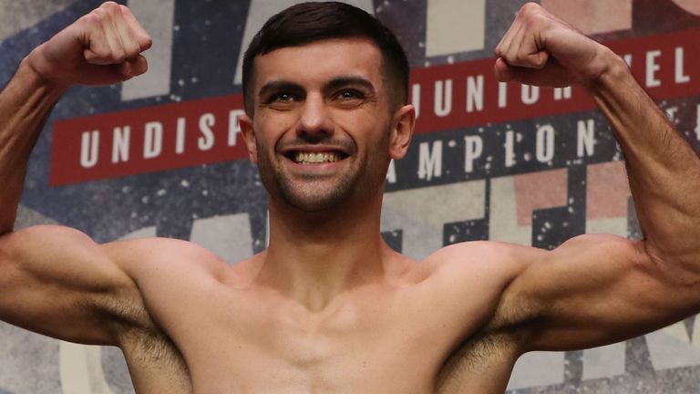 JOSH TAYLOR v JACK CATTERALL 25-2-2022.SSE HYDRO, .GLASGOW.PIC LAWRENCE LUSTIG.IBF / WBC / WBA / WBO SUPER-LIGHTWEIGHT World Championship. JOSH TAYLOR V JACK CATTERALL WEIGH IN