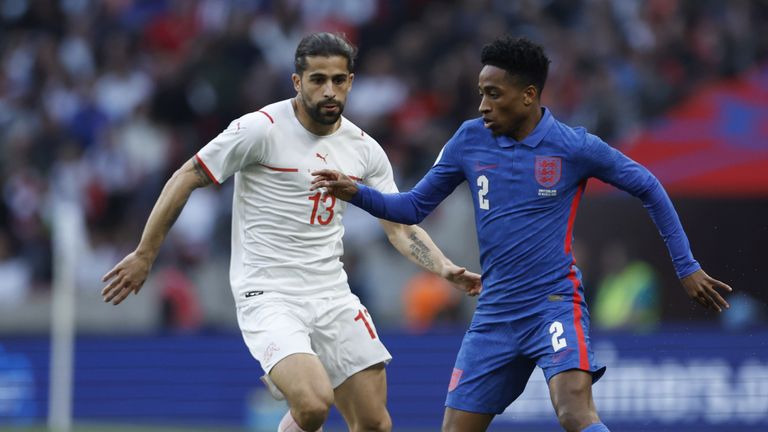 Kyle Walker-Peters in the first England-Switzerland match