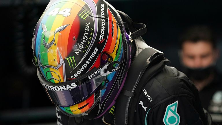 Last year, Saudi Grand Prix winner Lewis Hamilton wore a Progress Pride-flagged sports helmet to support the LGBTQ+ community