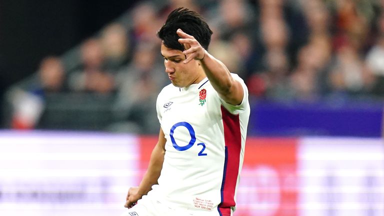 Marcus Smith kicked two penalties in the first half and converted for England