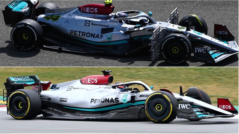 Comparing Mercedes in Bahrain (above) with a Mercedes from Barcelona (below)