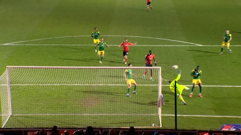 Bamboo Diaby scores a strange goal against Luton Town.  