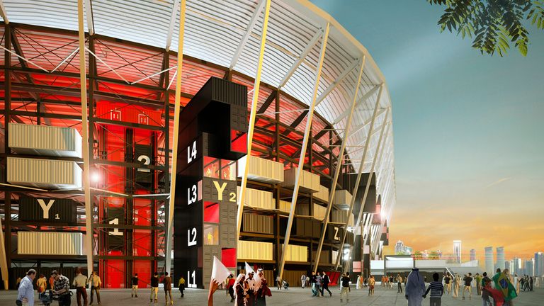 This computer generated image shows an artistic impression of the Ras Abu Aboud Stadium in the host city of Doha.