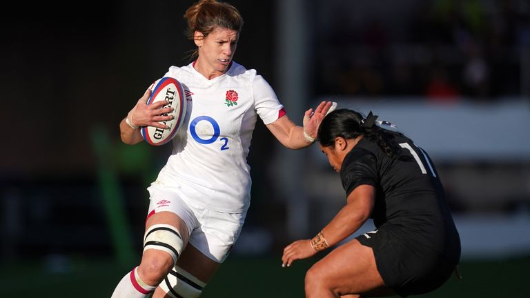 England's Sarah Hunter (left) went up against New Zealand's Aisha Leyte - the first during the Autumn International Match at Sandy Park last October