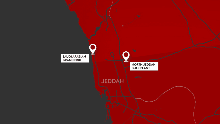 The fire occurred in the bulk factory north of Jeddah, seven miles from the Jeddah circuit 