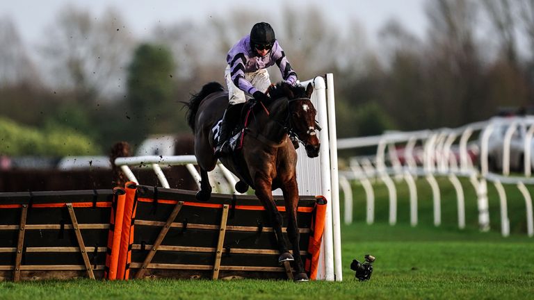 Stage star Harry Cobden jumps last time to land Challow Novices'  Mana in Newbury by Paul Nichols