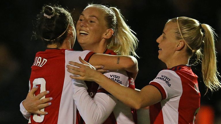 Stena Blackstein scored twice for Arsenal in the victory over Brighton