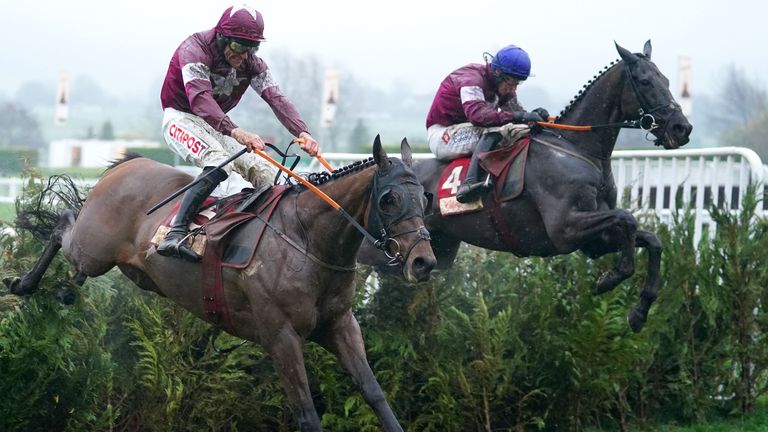 Delta Work ridden by Jack Kennedy (right) continues to win at The Glenfarclas Chase before Tiger Roll 